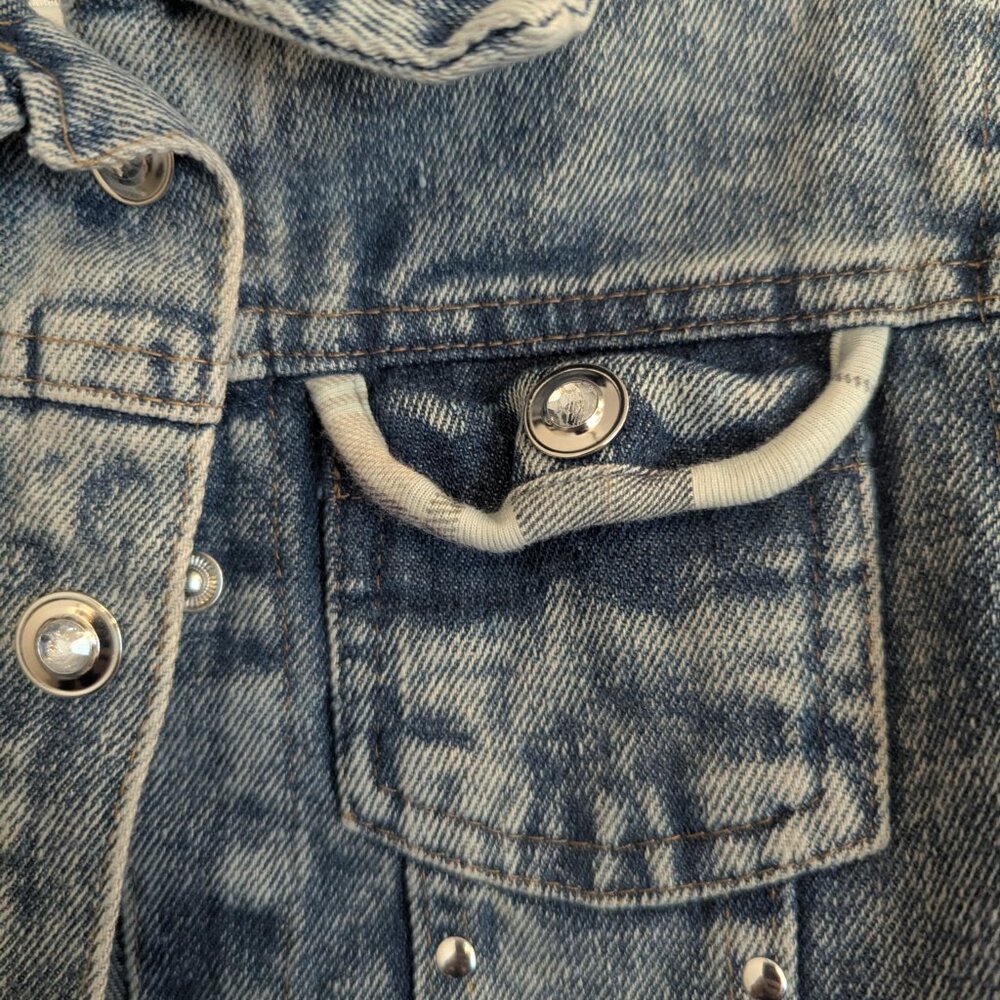 Little‎ Lass Studded Bling Heart Snap Denim Jean Jacket-Girls 5 - Picture 4 of 6